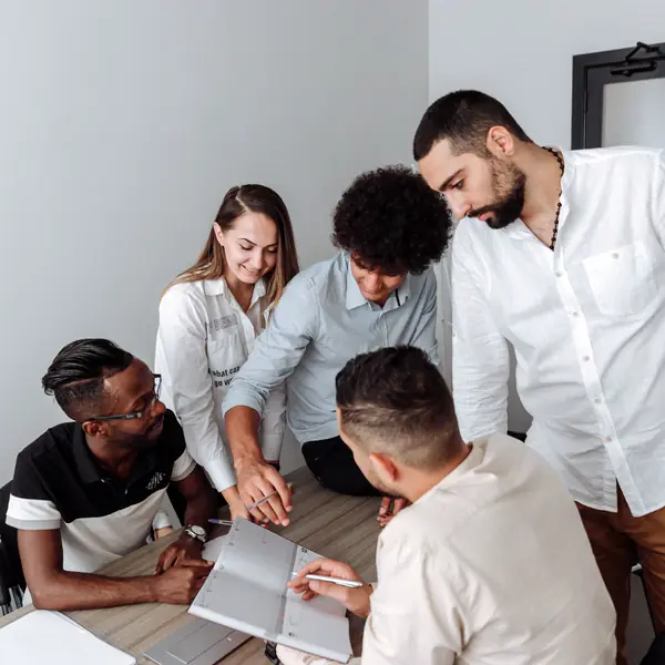 Team reviewing a delivery plan together
